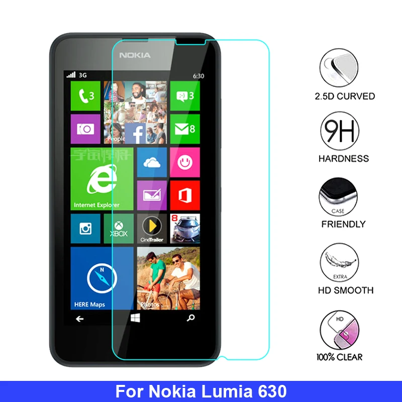 2 шт для стекла Nokia Lumia 630 Защитная пленка экрана из закаленного стеклянная