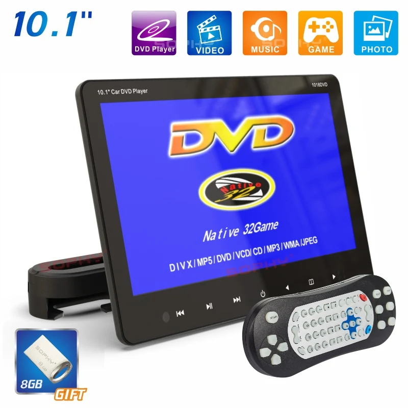 SH1018DVD Новинка! 10,1 дюймов автомобильный DVD плеер монитор заднего сиденья MP4 MP5 видео плеер DVD-9/VCD/USB/SD/HDMI/IR/FM/игры SH1018DVD - Цвет: SH1018DVD