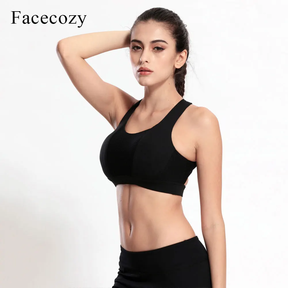 Facecozy Для женщин Push Up спортивные бюстгальтеры перекрестными бретельками сзади