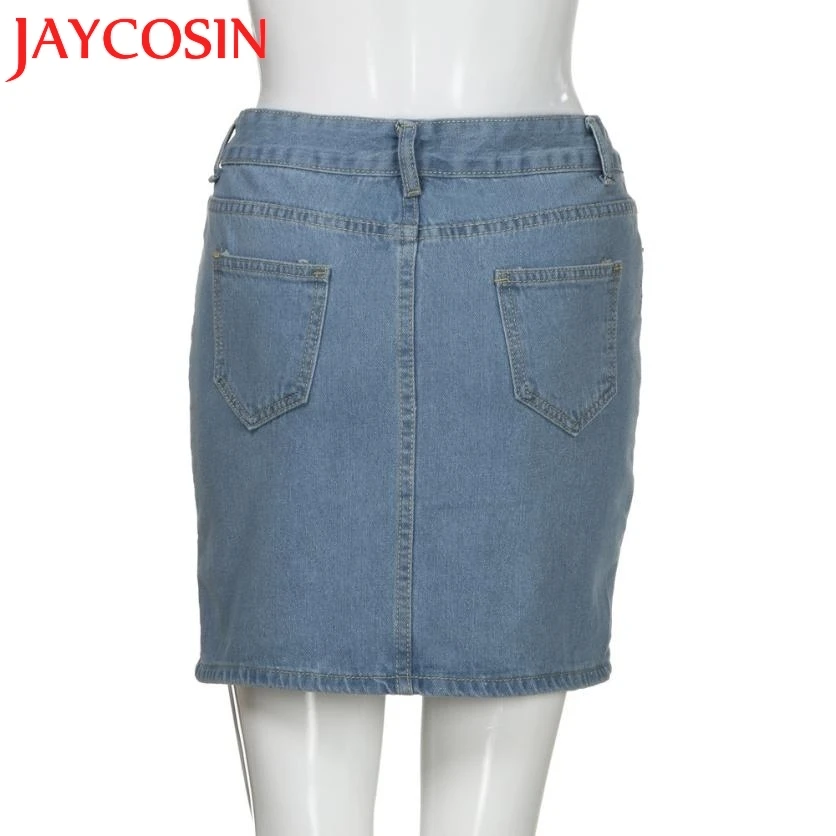 JAYCOSIN 2018 женские джинсы однотонные повседневные короткие юбки на пуговицах