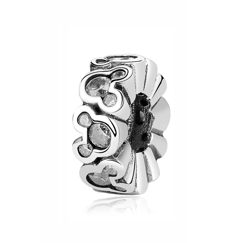 Spacer Бусины из стерлингового серебра 925, очаровательный браслет Pandora, Минни, красный бант, подвеска для обуви, подарок, сделай сам, для изготовления женских ювелирных изделий - Цвет: Spacer