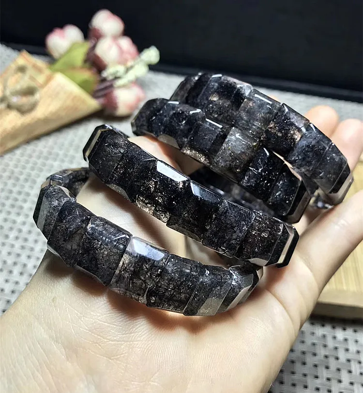 

Brazil natural crystal black hair crystal row hair thick thick crystal dry lucky transfer bracelet men and women
