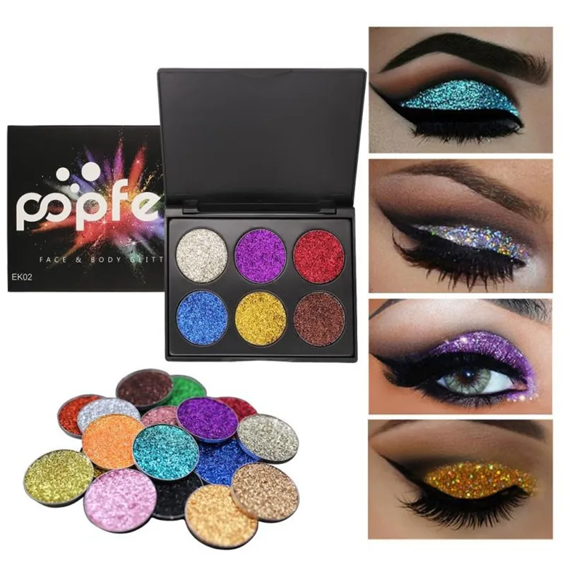 6 Color Glitter Eye Shadow Palette Long-lasting Makeup Pressed Pigment Eyes Shades Shimmer Cosmetic Make Up Eyeshadow Pallete |