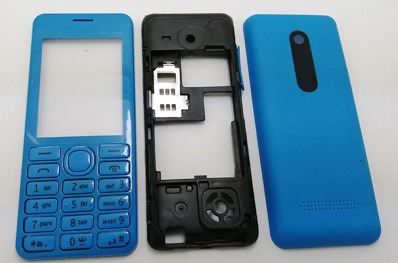 Полный корпус Корпус чехол и клавиатура для Nokia 206 белый черный красный желтый синий и отвертка открытые инструменты - Цвет: blue
