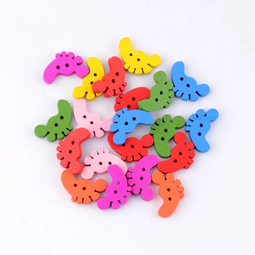 Бесплатная доставка 20 шт Случайных Смешанных ног 2 отверстия картина по дереву