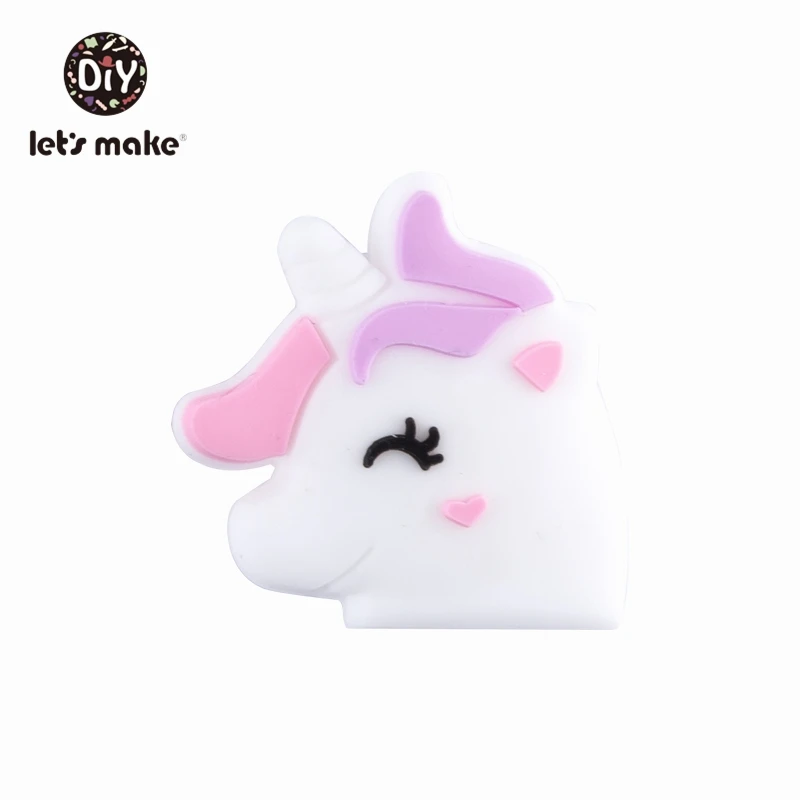 pink unicorn Силиконовые Бусины, 3 шт, животные, Мультяшные формы, BPA бесплатно, силиконовые бусины для детей, качество еды, Прорезыватель для зубов, крошечные стержни, Детские Прорезыватели - Цвет: pink unicorn