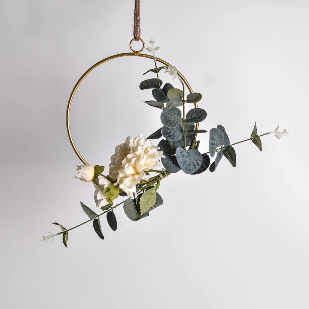 1PCS creative wall hangings home hemp rope ornaments artificial flower decoration wrought iron pendant | Дом и сад