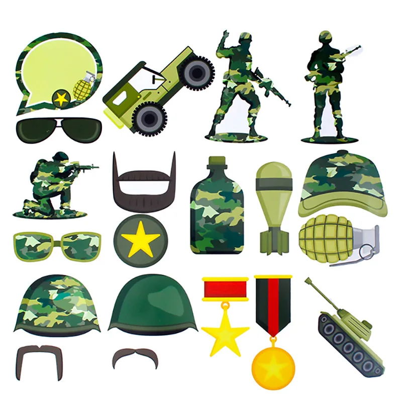 classic camo army Construction party 20pcs Photobooth Graduation Birthday Decoration Construction Theme Party Favor Supplies Decor Flamingo - Цвет: classic camo army