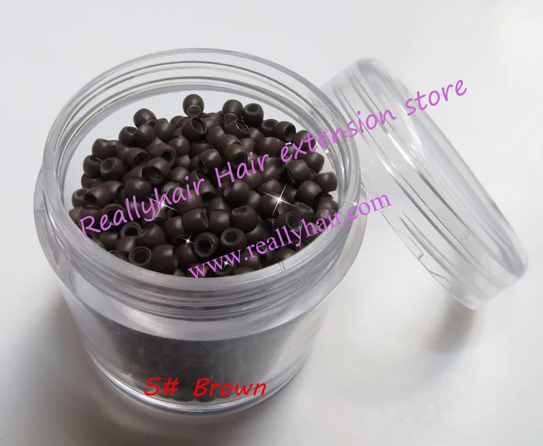 

Free shipping 1000pcs/bottle 2.9x1.6x2.0mm Medium Brown Nano Rings with Silicone for Nano beads Hair Extensions