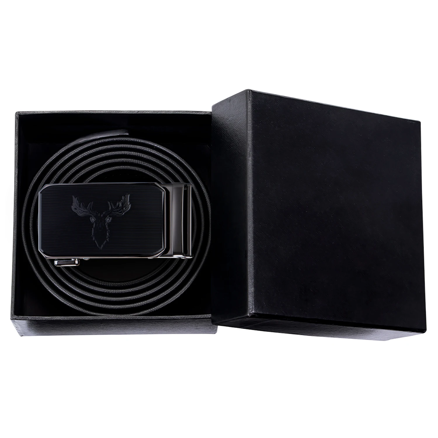 

PD-2074 Hi-Tie Animal Moose Men Belt Leather Belt Metal Buckle Black Leather Belt for Men Automatic Buckle 3.5cm Wide Belt