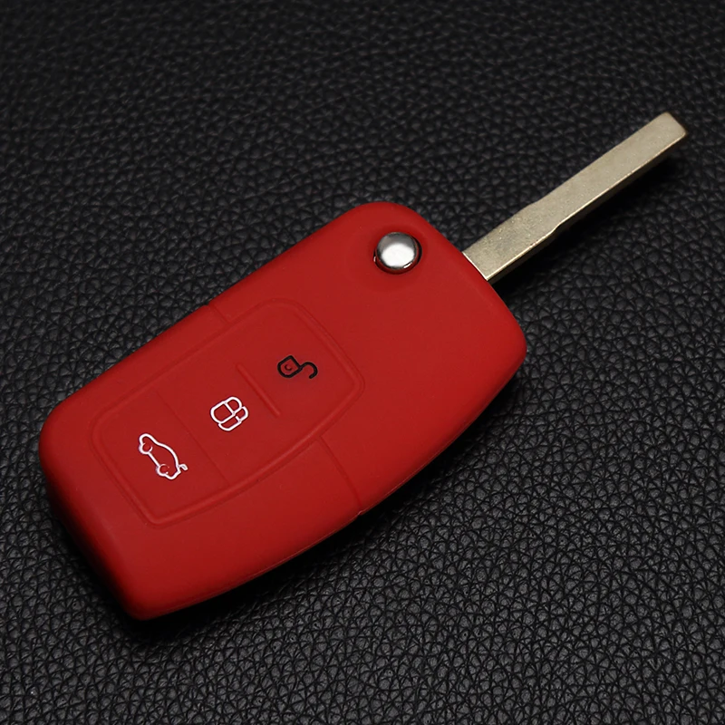 

1 pc silicone car key cover shell fob case for Ford Fiesta Focus Mondeo Ecosport Kuga high quality 3 Buttons Protector Bag