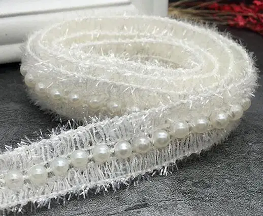 DIY 3D жемчуг Хлопок Вышивка Шитье Цветок кружево ткань аппликация воротник ленточная отделка бахромы Дубай платье Гипюр Свадебный декор