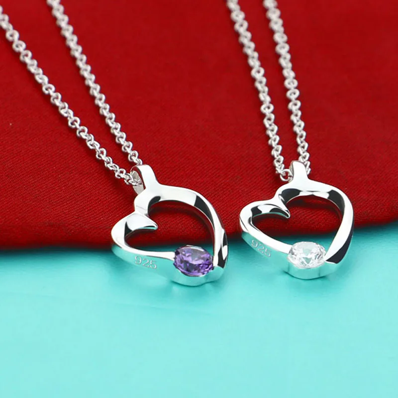 

New shelves!925 sterling silver necklace earrings sets, heart-shaped pendants white zircon jewelry birthday present.