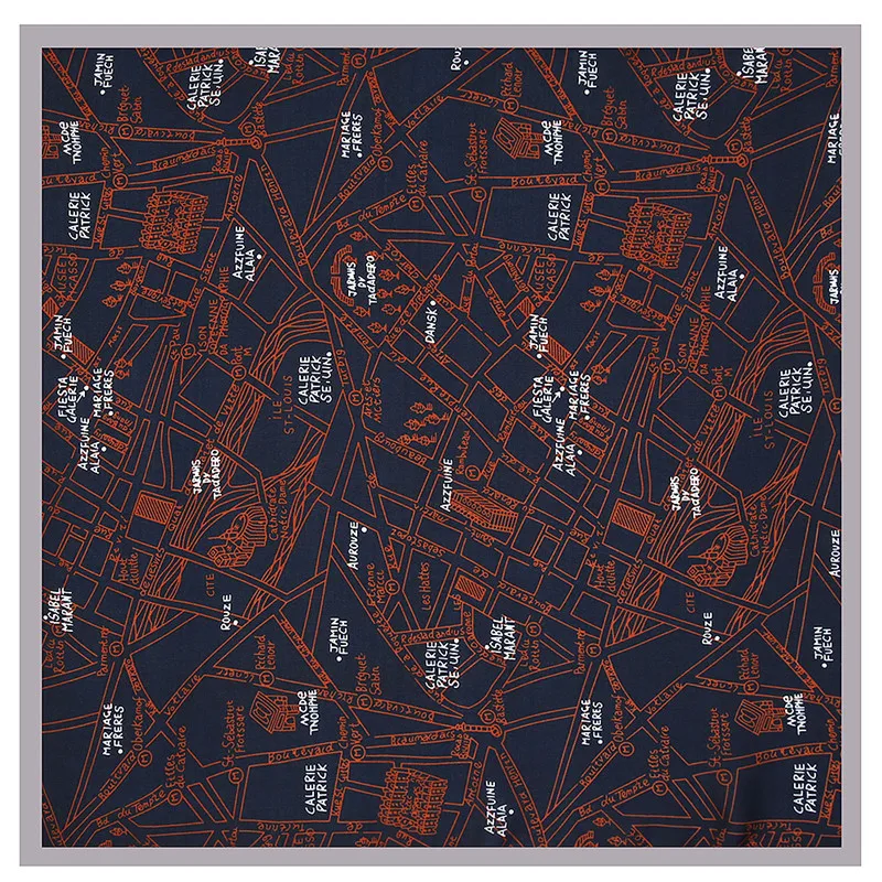 

POBING 100% Silk Scarf Woman Letters Geometric Square Scarves Luxury Bandanas Small Hijab Foulards Lady Tie Headband 53x53CM