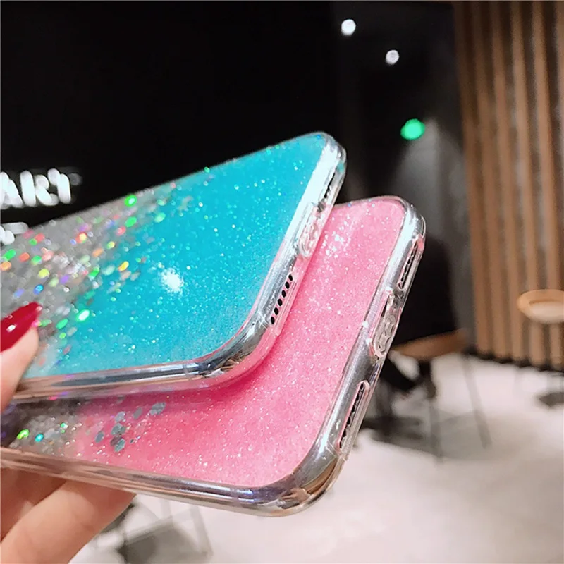 Летний розовый желе чехол для телефона iphone 6 6s 7 8 Plus блестящий порошок блестки все