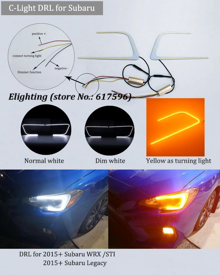 Для Subaru Legacy WRX ИППП 2015 2018 Светодиодный дневной светильник с диммером белый Цвет и