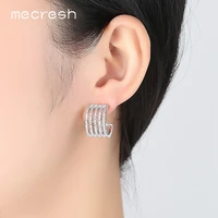 mecresh vintage semicircle shape cubic zirconia silver stud earrings for women new trend of earrings 2022 for wedding meh800
