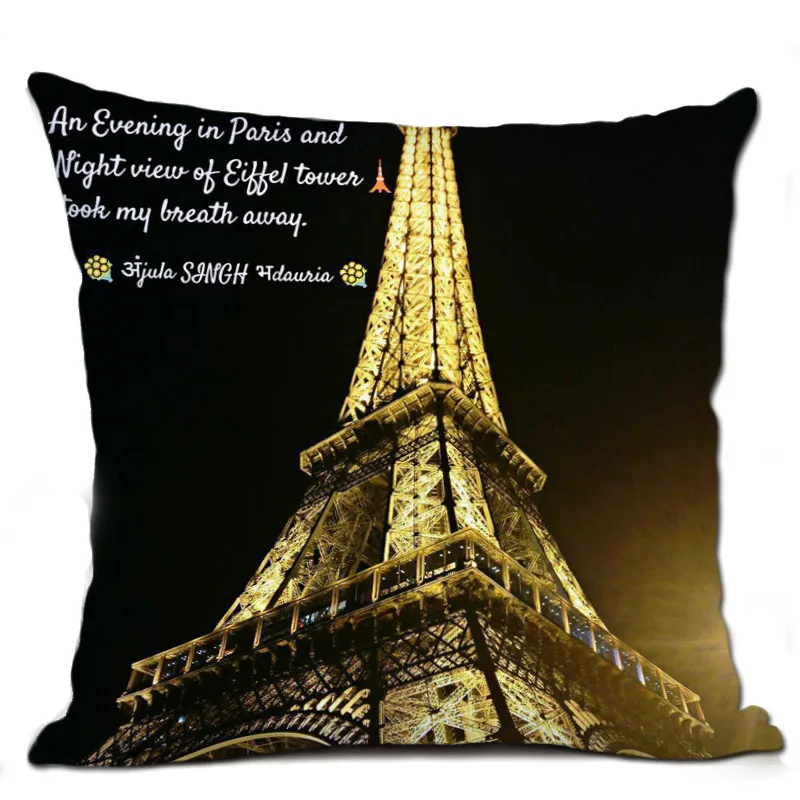 Розовый пейзаж искусственная Франция Эйфелева башня Париж декоративная подушка