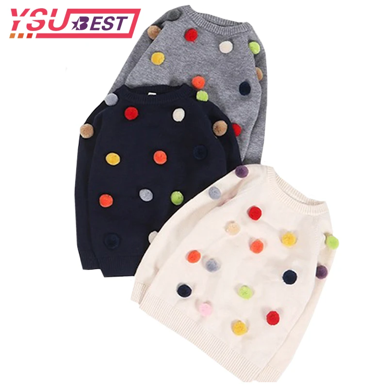 2020 Autumn Knitting Sweater Baby Toddler Girls Boys Fashion Winter Kids Pompom Soft Cashmere Sweaters Girl Clothes | Детская одежда и