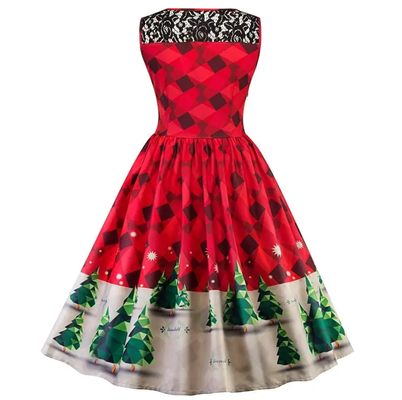 Осеннее кружевное винтажное платье с принтом дерева большие размеры без рукавов