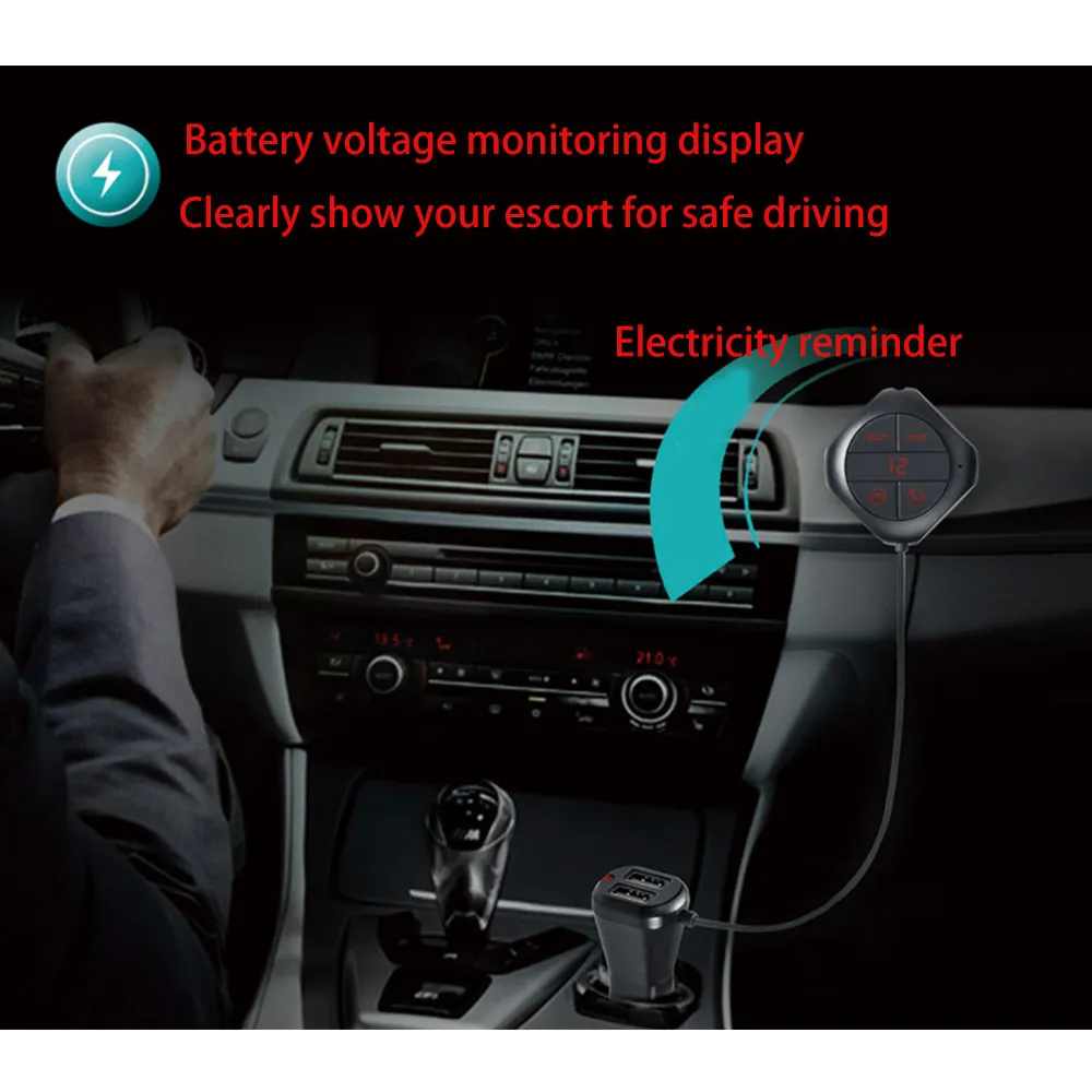 Автомобильный беспроводной fm-передатчик, Bluetooth, громкая связь, голосовая навигация, fm-модулятор, Автомобильный MP3-плеер, двойной USB, AUX, разъем для зарядки телефона