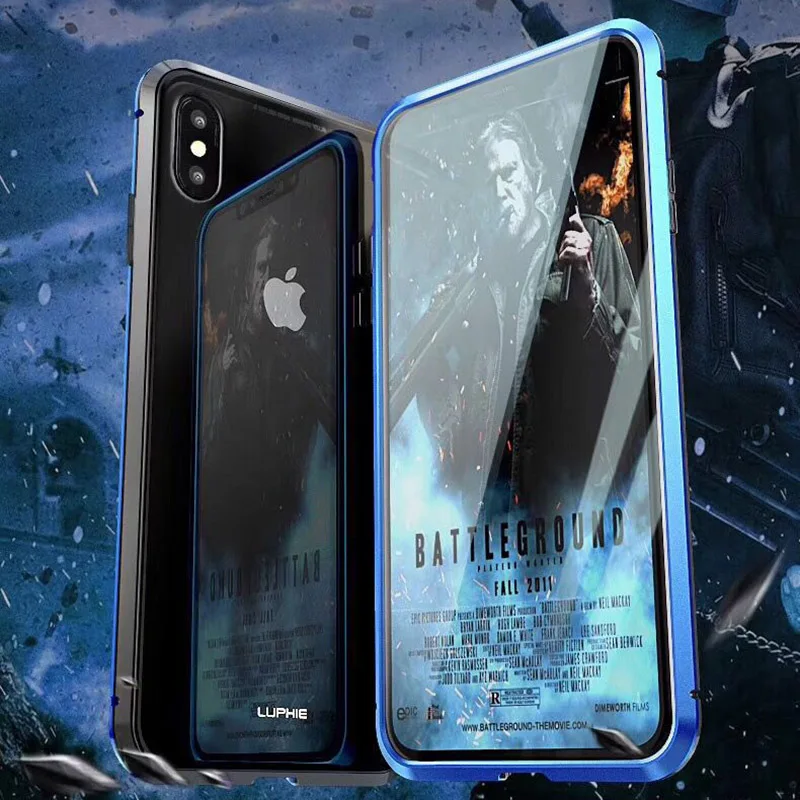 Модернизированный металлический магнитный чехол для iphone XS MAX XR, двухсторонняя, для стекла магнит 7 8 Plus 6s чехол Чехол Funda iphone 7 coque