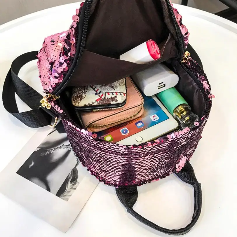 

Nice New Fashion Women Shinning Glitter Bling Backpack Preppy Sequins Travel Satchel Bag School Backpack Mochila Feminina