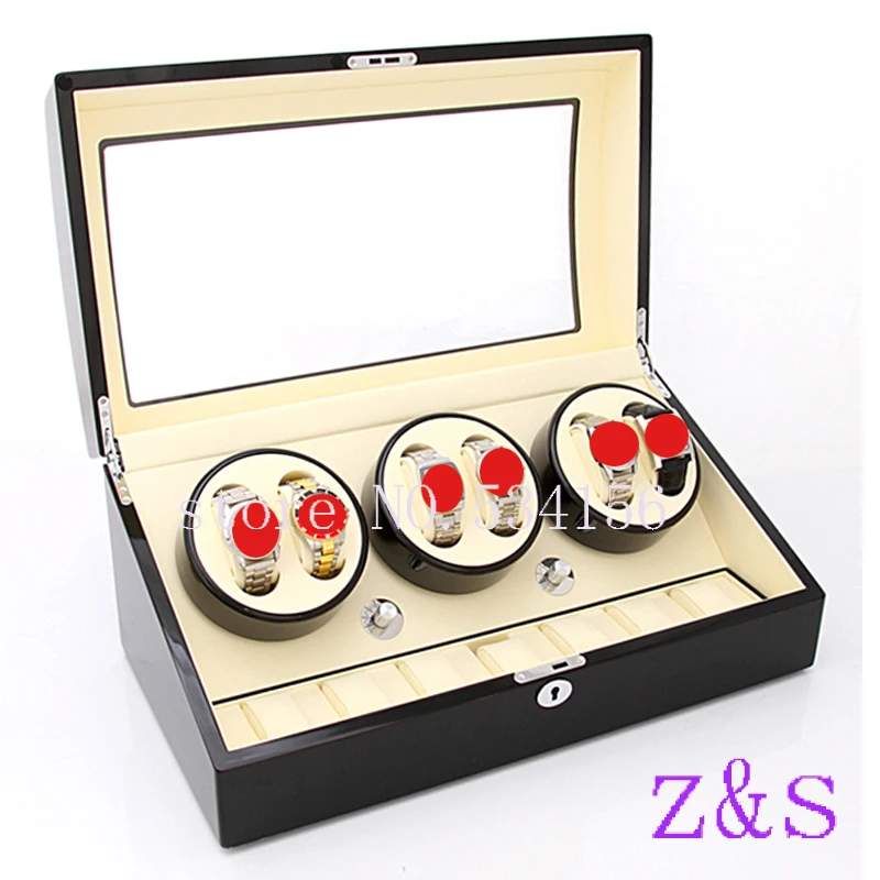 Деревянные часы 6 + 7 с глянцевой краской для пианино автоматические в подарочной