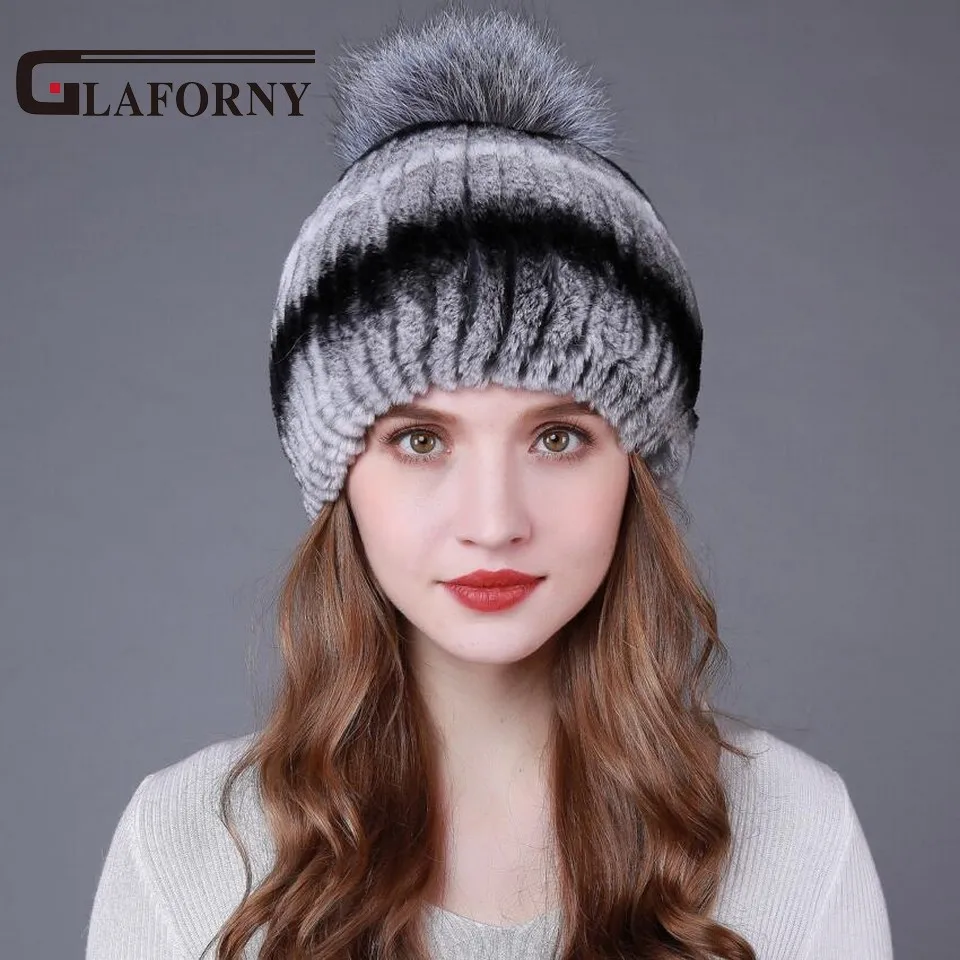Glaforny 2017 хит продаж стильные женские шапки из натурального меха вязаные кролика