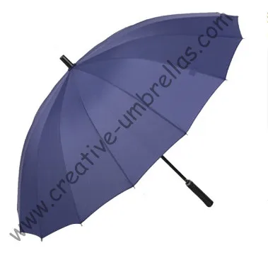 Gent's business straight metal blue golf umbrellas black shaft and ribs auto open windproof leather handle | Дом и сад