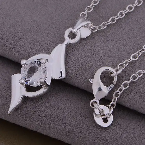 AN969 silver color stearling Necklace fashion jewelry pendant transparent stone /caqakrxa blmakcta | Украшения и аксессуары