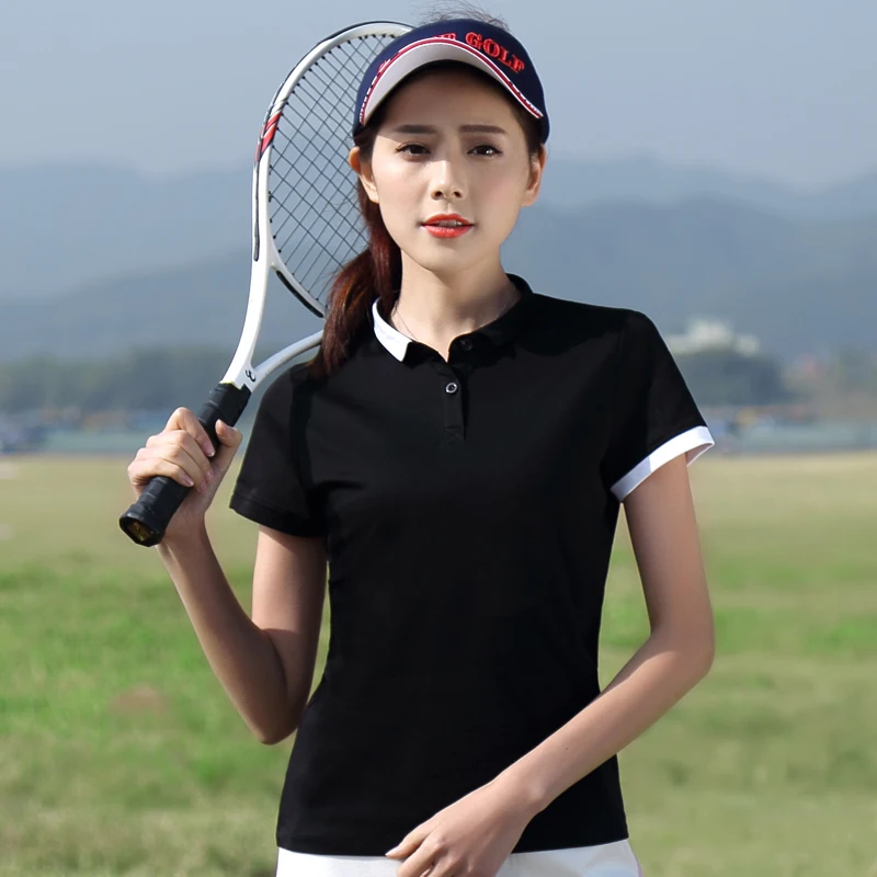 Новые женские рубашки поло с коротким рукавом повседневные футболки хлопковые