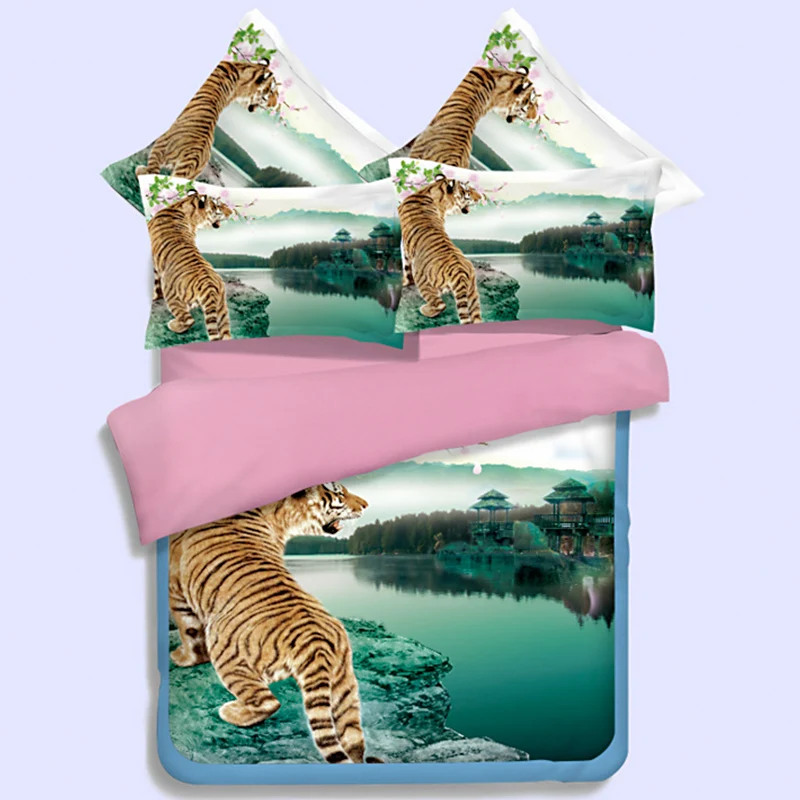 Наволочка с 3d животным тигром леопардом львом двойным одиночным Полноразмерным