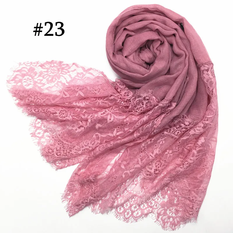 23 pink ZFQHJJ женский хлопковый льняной цветочный хиджаб шарф крючком цветок кружева весна лето мусульманские хиджабы Индия Турция исламский хиджаб шарфы - Цвет: 23 pink
