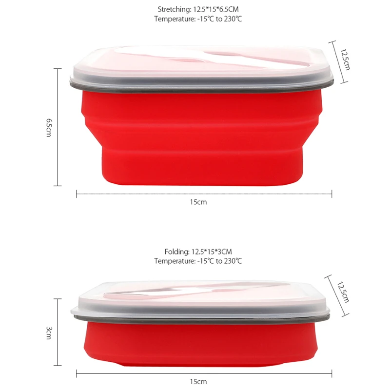 Mrosaa Складная Силиконовая коробка для еды Ланч бокс столовая посуда BPA Free Bento