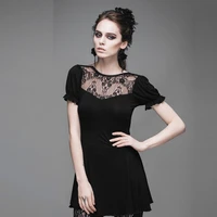 devil fashion gothic dark short sleeve t shirt for women steampunk stretch casual tee shirt tops