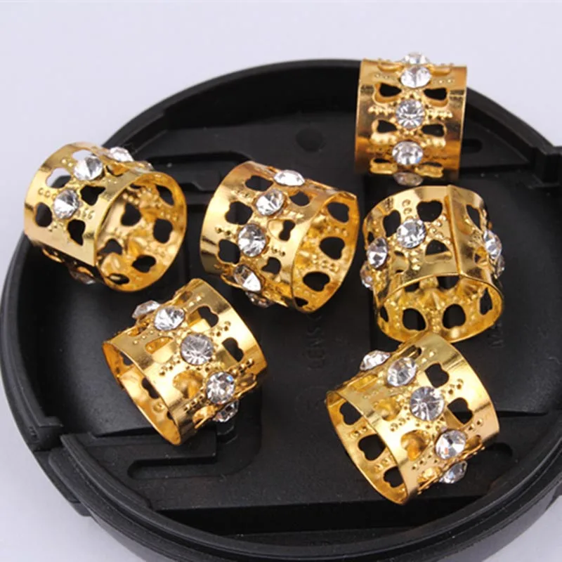 20 шт. золотые стразы косички для волос дредлоки бусины регулируемые на манжетах