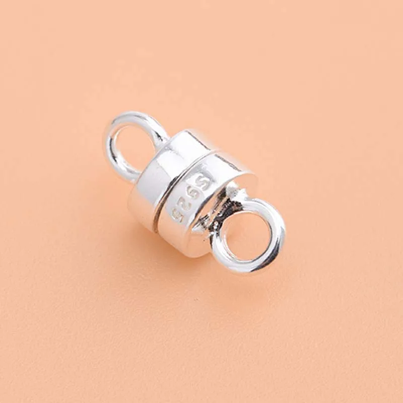 Silver Color Настоящие настоящие чистые твердые 925 пробы серебряные магнитные застежки для изготовления украшений Золотая Пряжка из ожерелья с застежкой и браслета фурнитура - Цвет: Silver Color