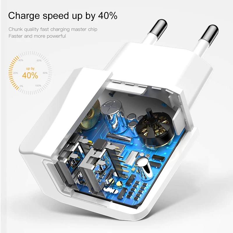 Baseus Dual USB зарядное устройство для iPhone iPad samsung Xiaomi Mi 2.1A быстрое настенное зарядное устройство адаптер ЕС зарядное устройство для мобильного телефона