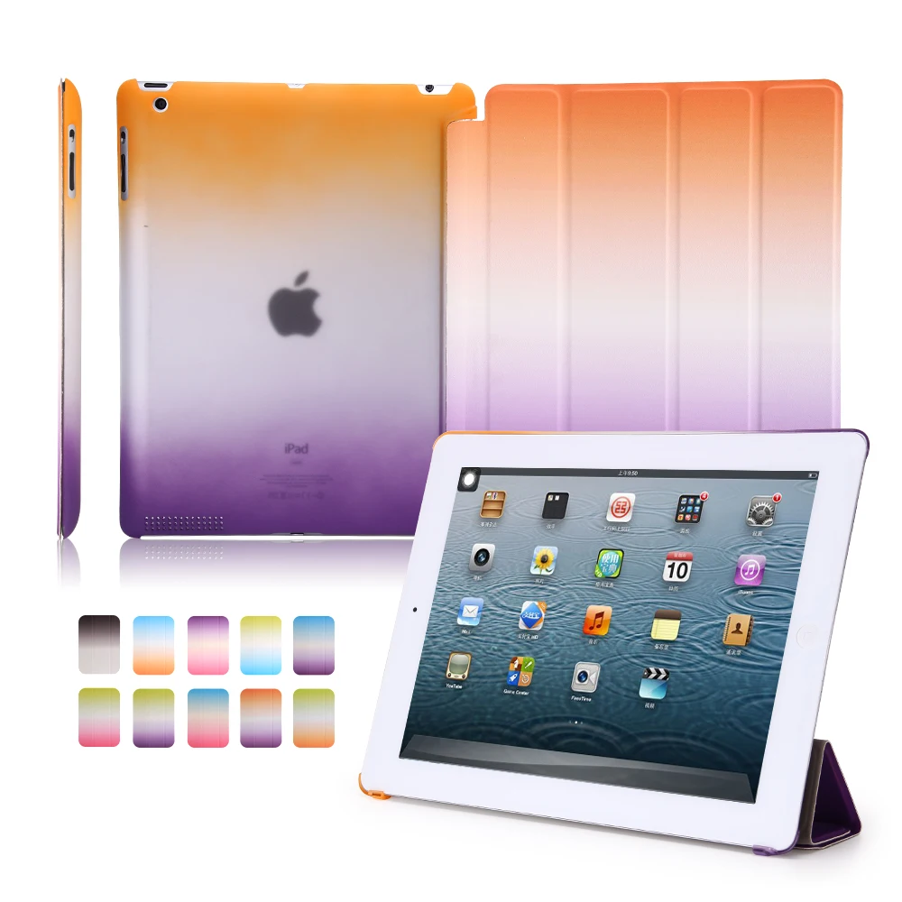 Чехол для Ipad 2 3 4 Чехол, красочные Радуга Smart Cover Coque чехол для IPad 4, защитный флип чехол для IPad 3+ Жесткий чехол на айпад 4