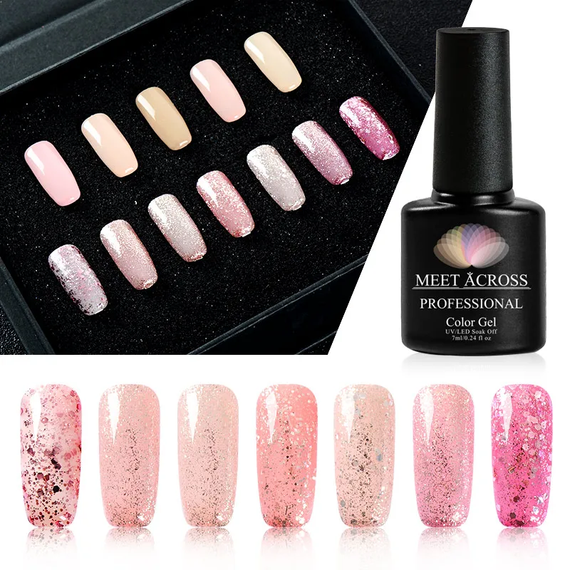 Покрытие УФ-гель для ногтей Розовое Золото Блестки отмачиваемый лак Чистый Цвет