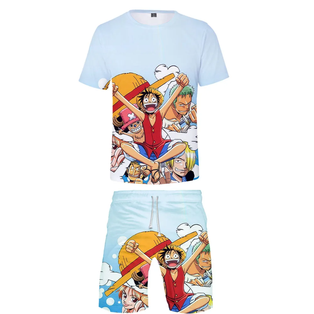 

One Piece 3D Printed Two Piece Set Fashion Summer Short Sleeve T-shirts+Trendy Shorts 2019 Hot Sale Harajuku Streetwear Clothes