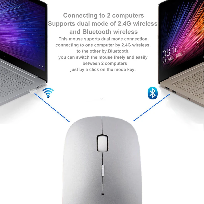 Cliry 2018 Новое поступление Беспроводной 2.4 ГГц + Bluetooth 4.0 Двойной режим Мышь 1600 Точек