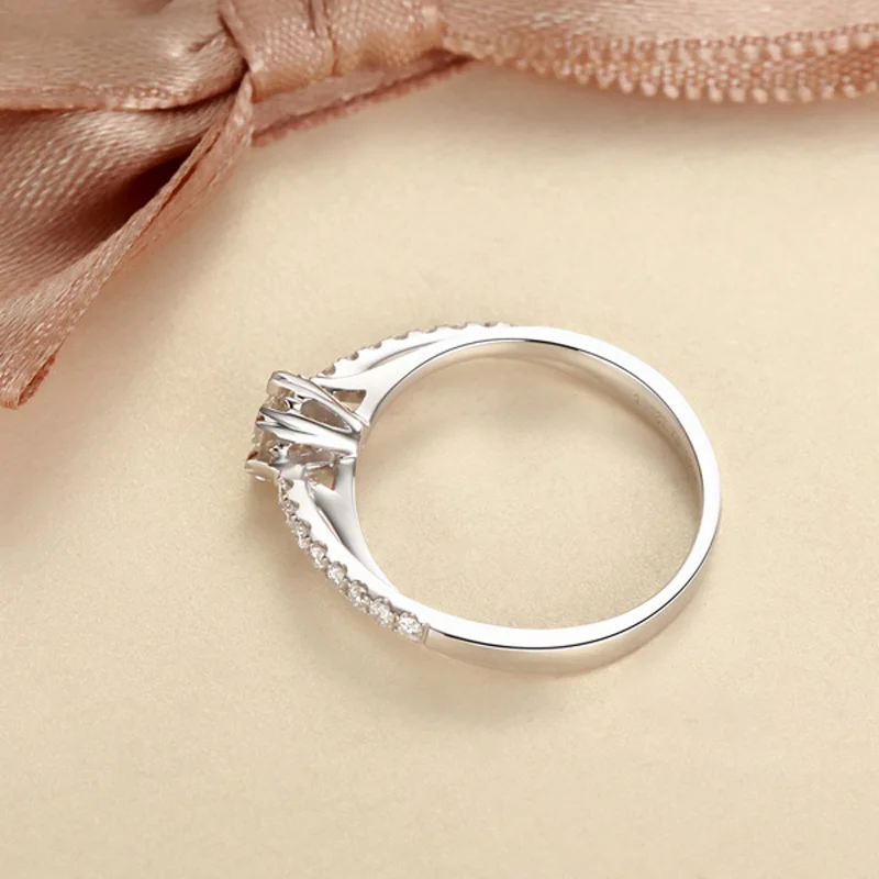 Гарантированное чистое 18K твердое белое золото 0.12CT SI H Алмазные обручальные