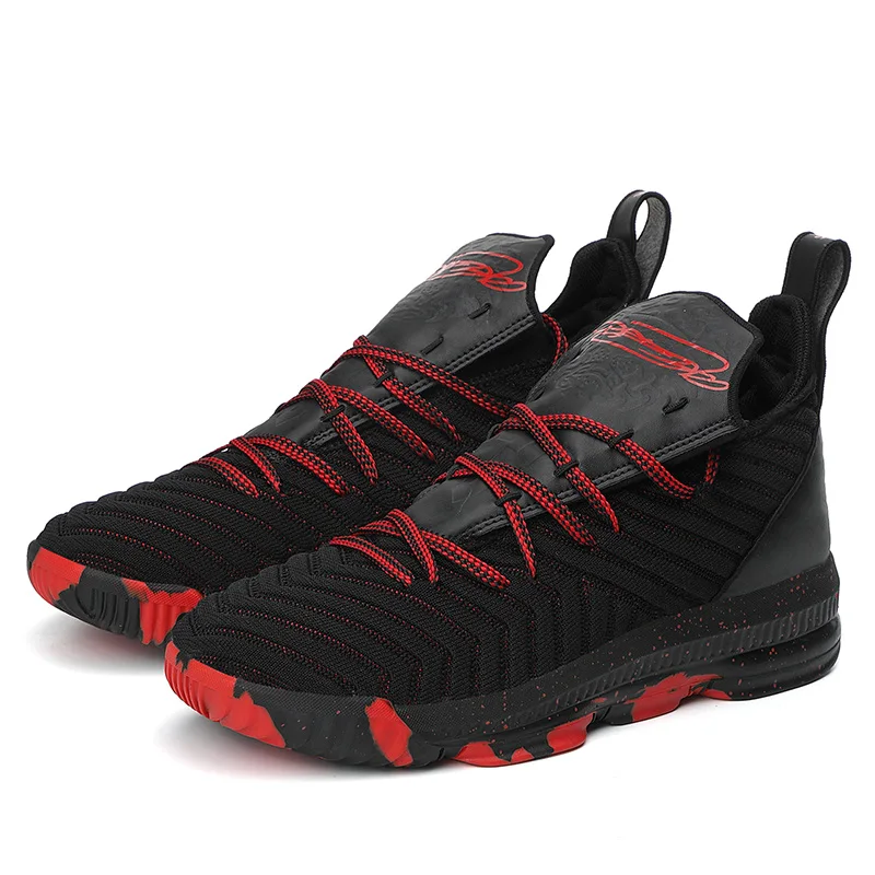 BLACK-red Новинка, Мужская Баскетбольная обувь, ретро Обувь, zapatillas hombre deportiva, дышащие кроссовки, Мужская дышащая Спортивная обувь для улицы - Цвет: BLACK-red