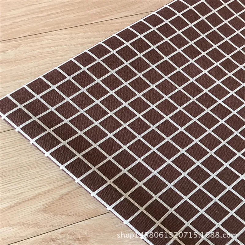 HMS 50x150 см хлопковая льняная ткань DIY материал для рукоделия коричневый клетчатый