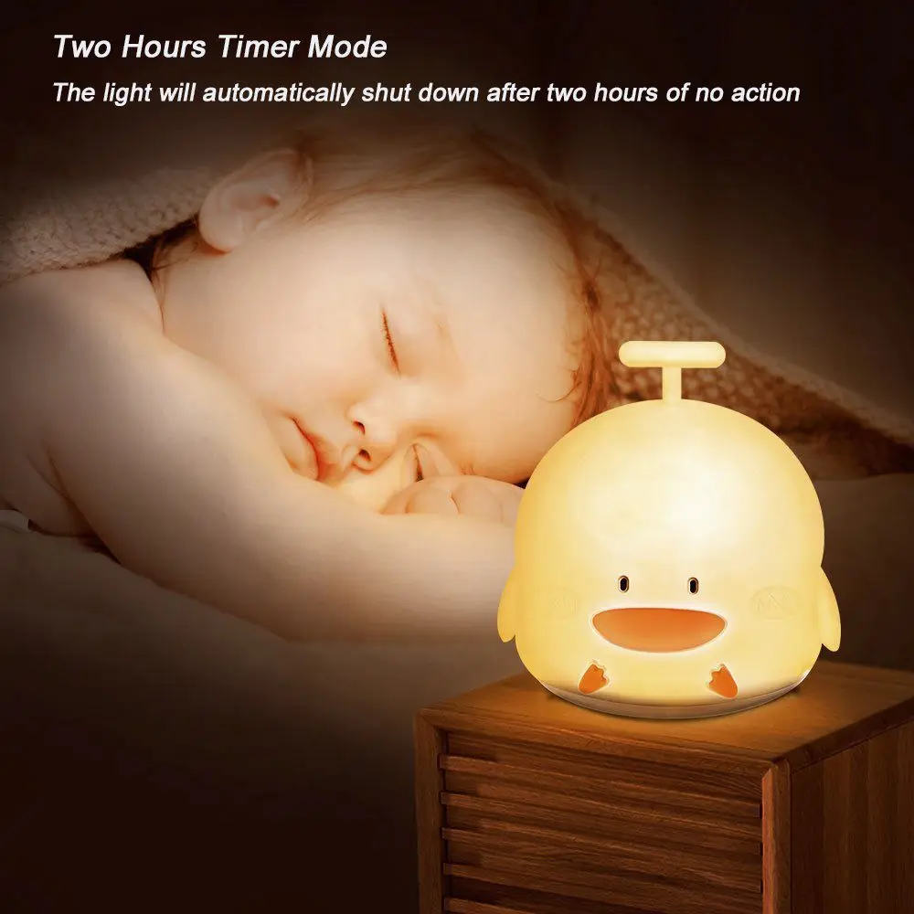Led Silicone Duck Night Light Cute Melody USB Rechargeable Pat Control 7 Colors Lamp Colorful LED Baby Bedside Table | Лампы и