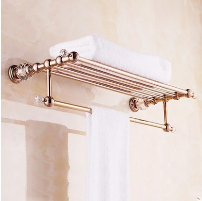 

Solid Copper Luxury Crystal Rose Gold Design Towel Rack, Modern Bathroom Accessories Towel Bars Shelf ,Bronze Towel Holder