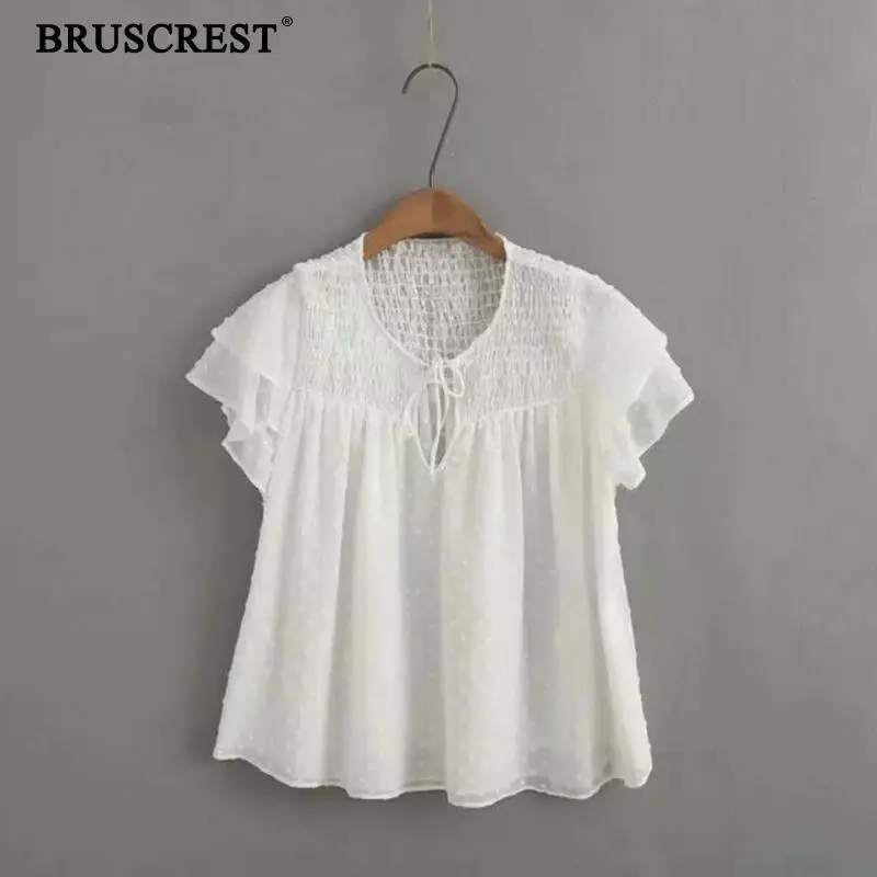 Women clothes 2019 boho style womens tops and blouses korean wrap polka dot blouse female casual Streetwear loose white shirt |