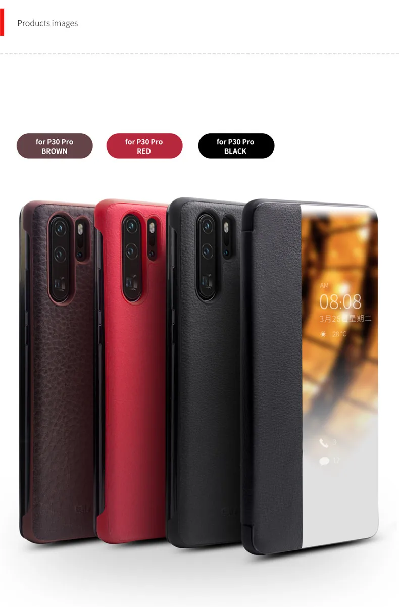 QIALINO Роскошные Натуральная кожа флип чехол телефона для huawei P30 ручной работы чехол с окошком для huawei P30 Pro 6,47 дюйма